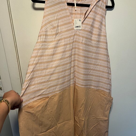 NWT Free People Neutrals Oversize Striped Hoodie Dress Beige/Neutral Women’s S - Picture 3 of 6